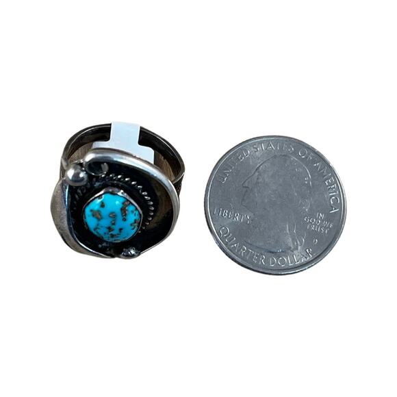 Vintage Blue Turquoise Sterling Silver Native American Ring, Navajo Ring Sz 6 - Picture 4 of 11